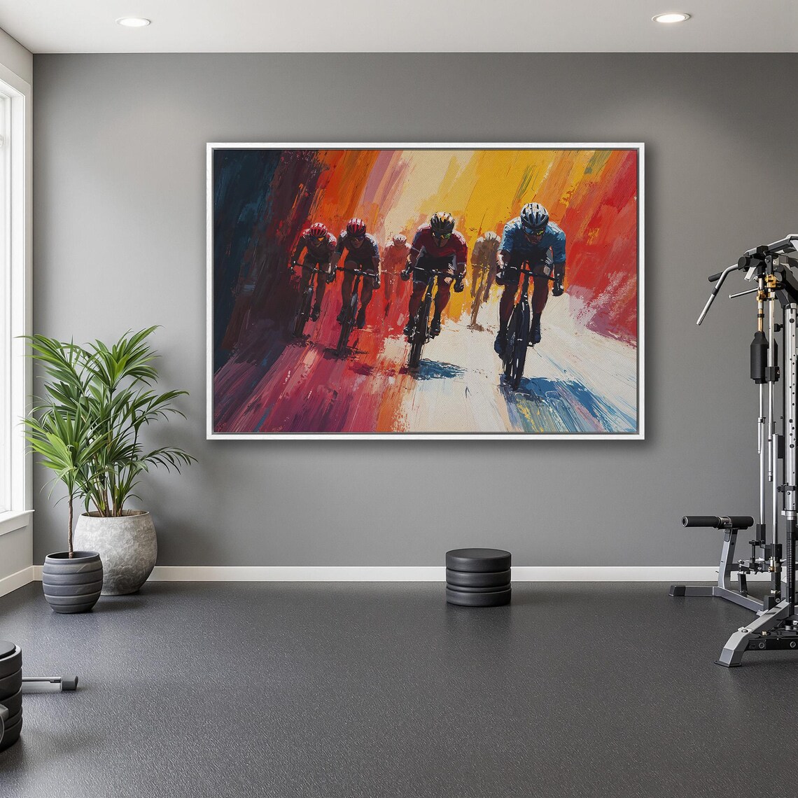 Cyclists Racing Through Warm Light Burst Vivid Racing Poster - Image 5