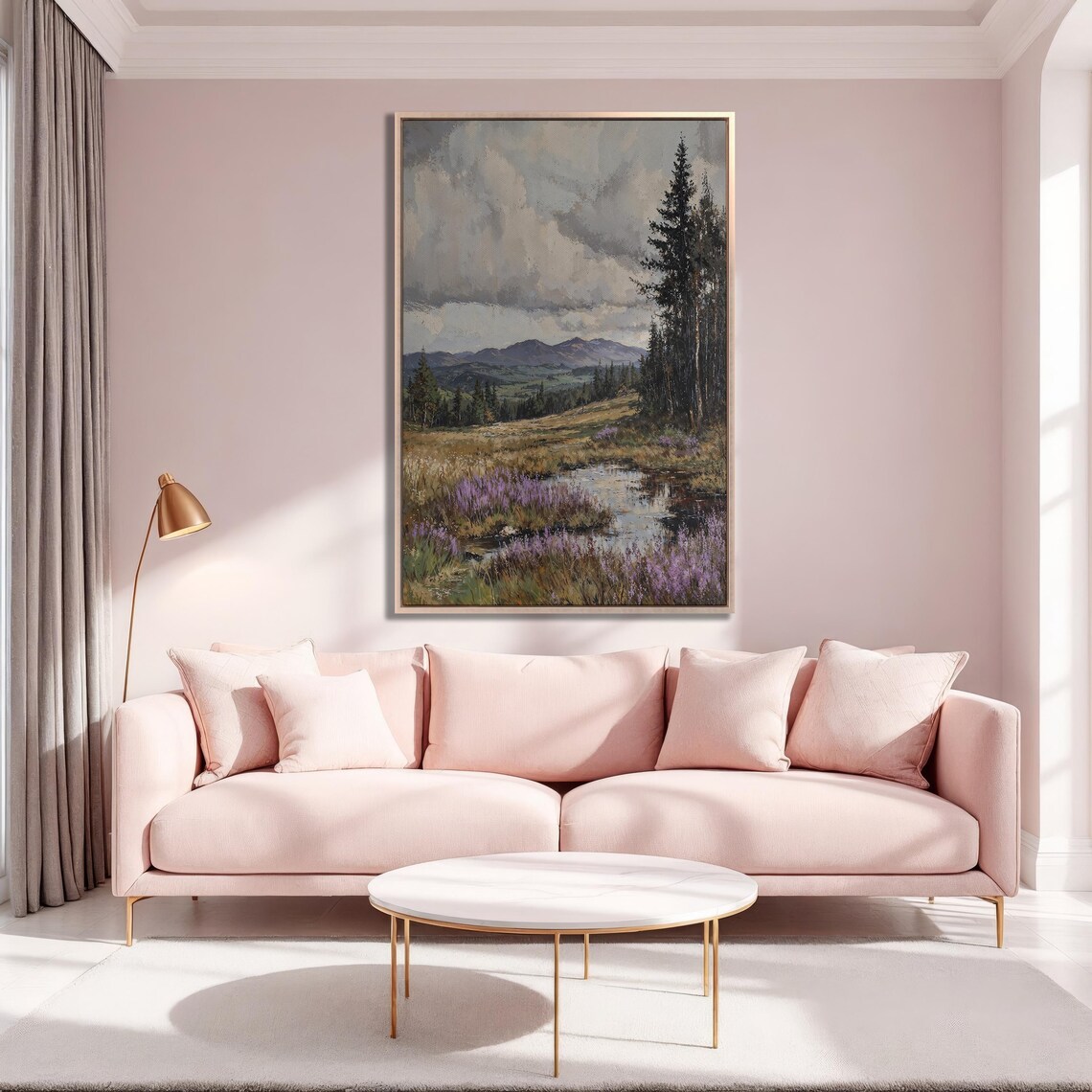Mountain Serenity Tranquil Landscape Nature Wall Art Framed Print Scenic View Forest Painting Home Decor Ready To Hang - Image 5