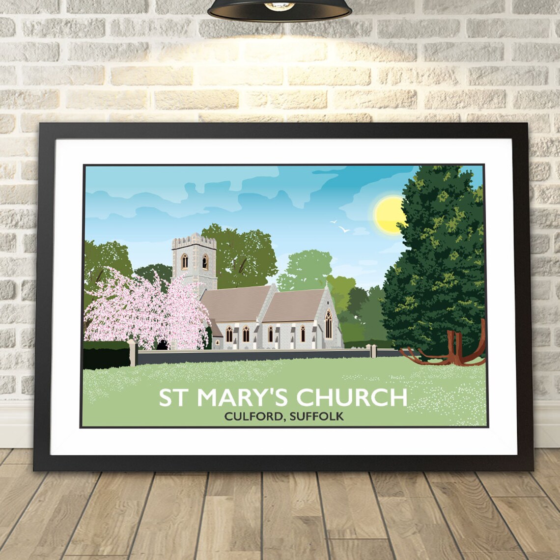 St Marys Church Culford Suffolk Village Vintage Travel Poster
