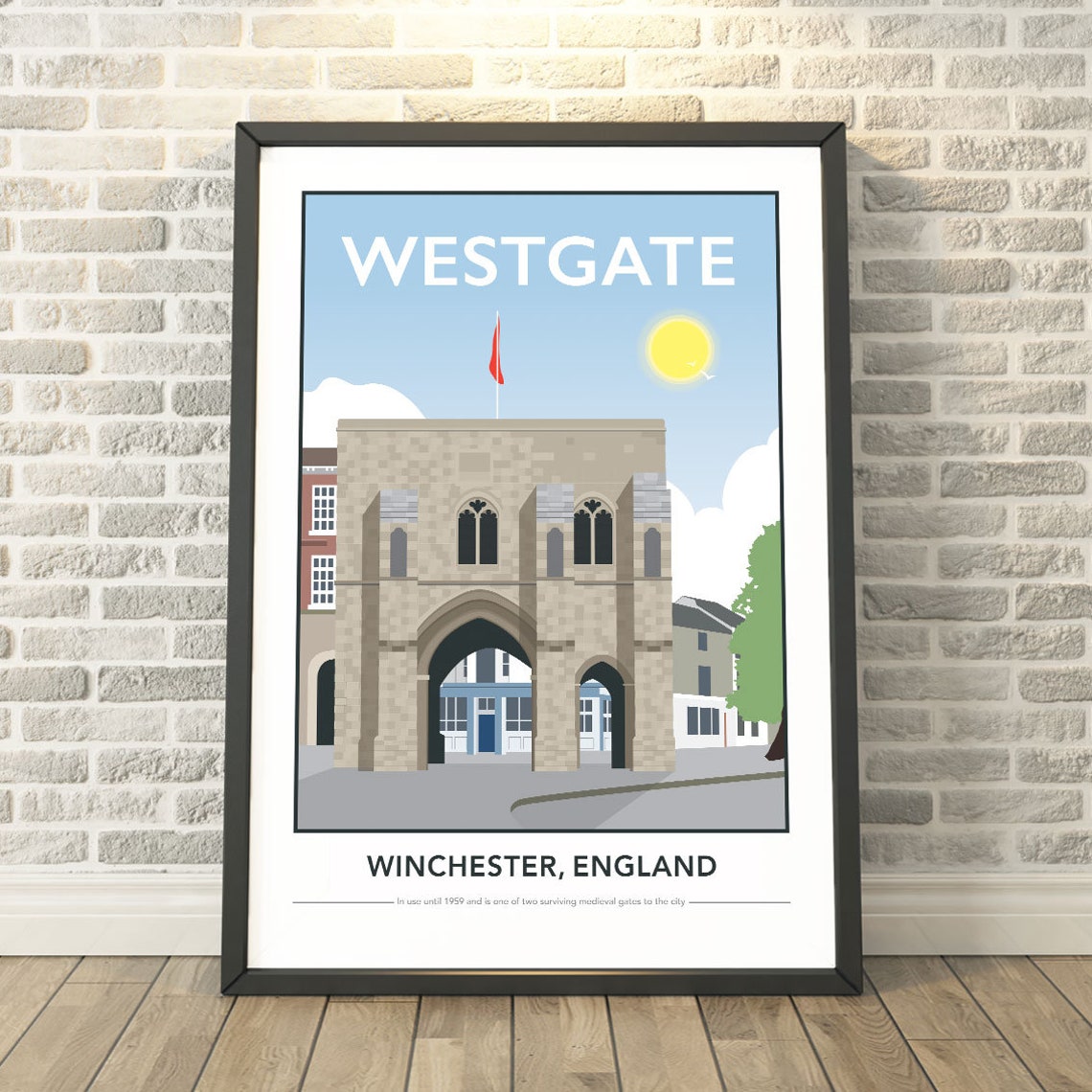 Westgate Winchester England Historic Medieval Gate Travel Poster