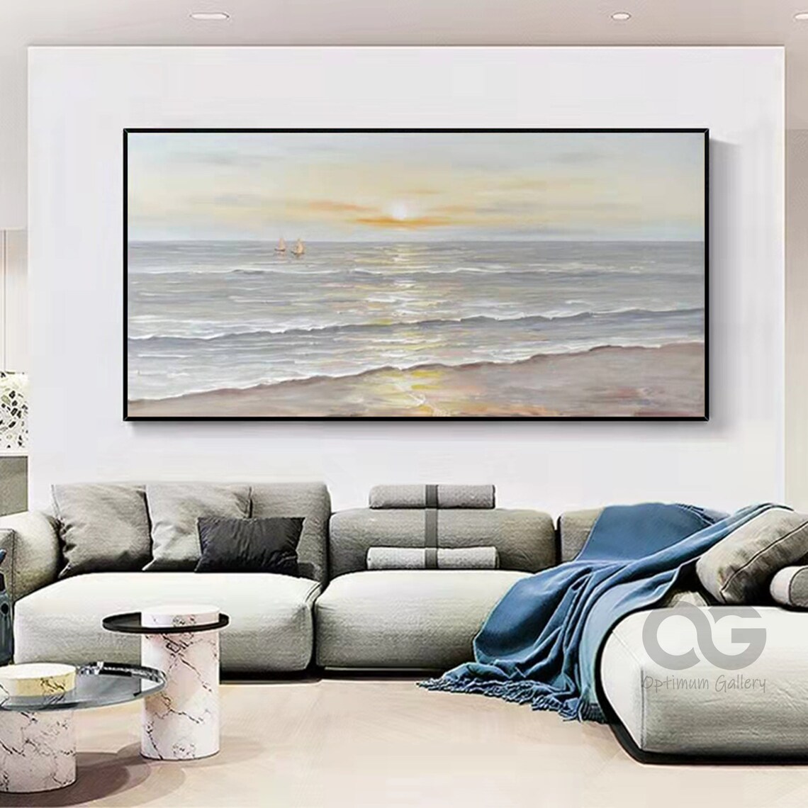 Ocean Sunset Abstract Sea Landscape Art Print - Image 4