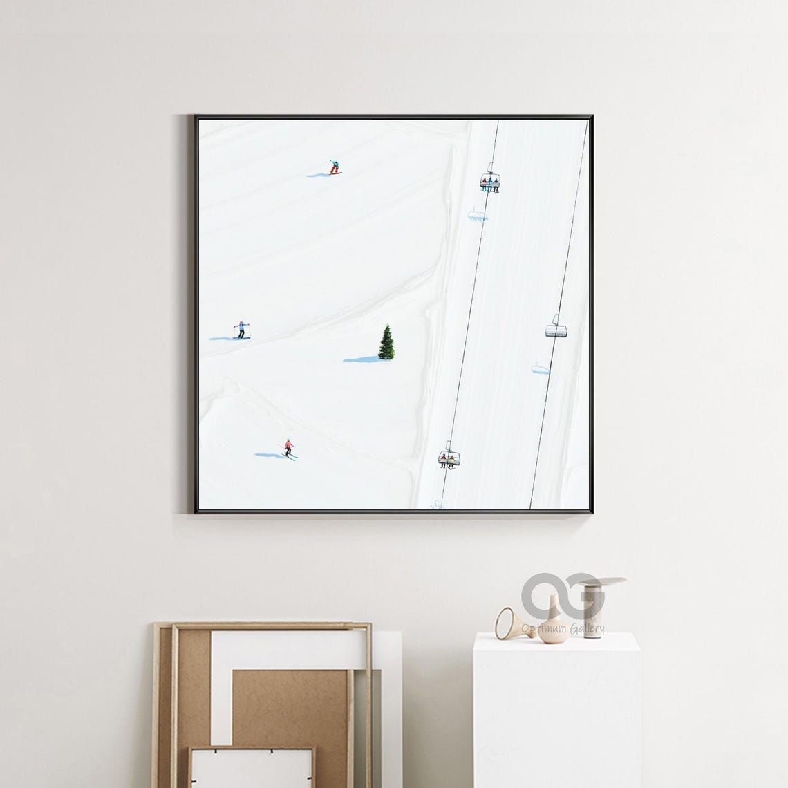 Aerial Ski Slope Lone Pine Ski Lift Gondolas Minimal Winter Poster - Image 5