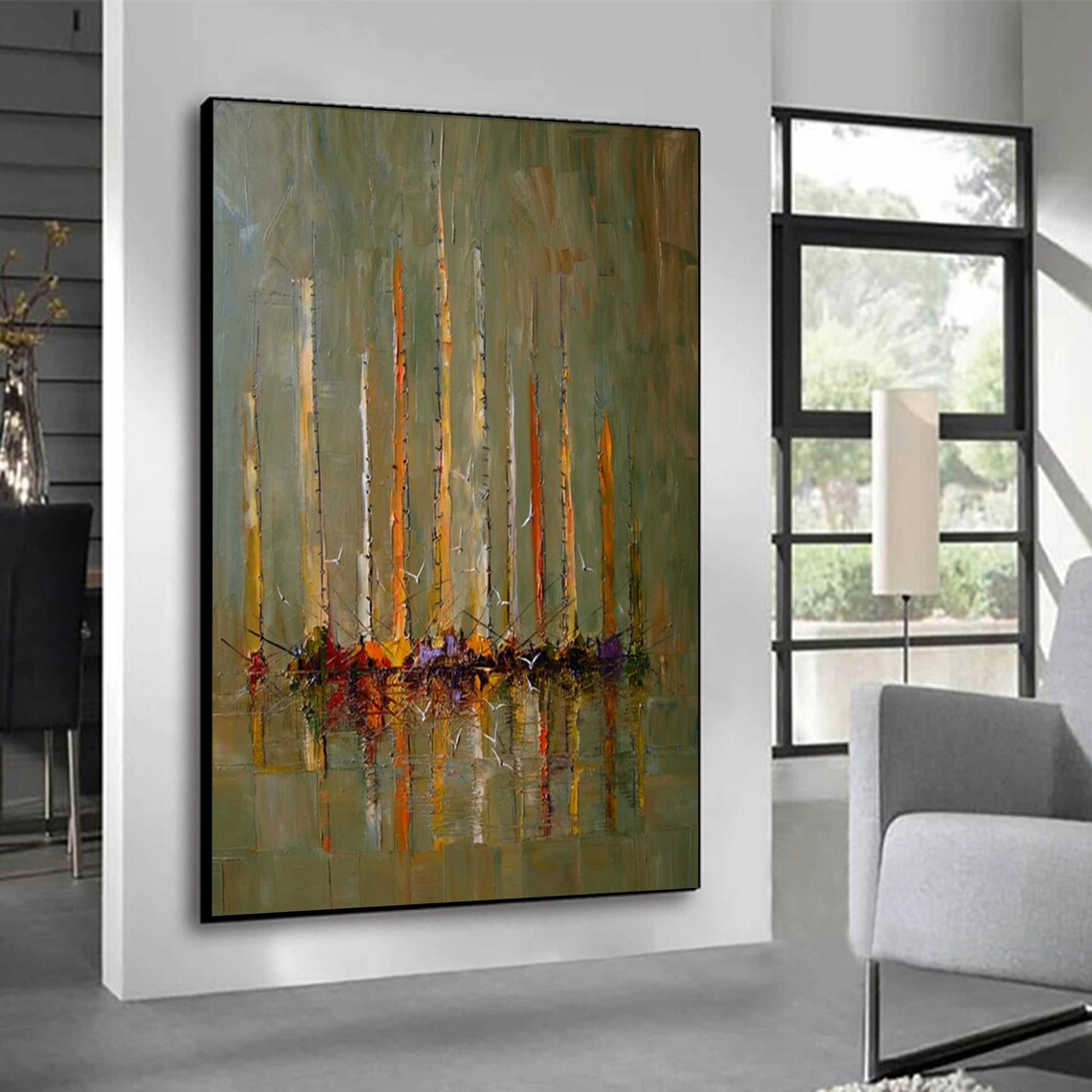 Abstract Sailboat Painting, Modern Nautical Wall Art Print - Image 3