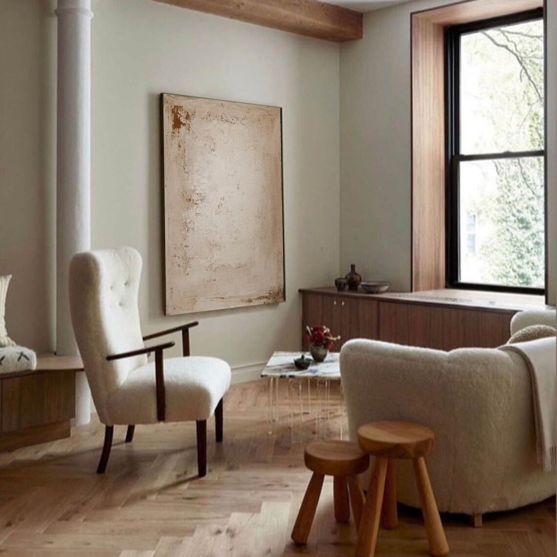 Wabi Sabi Beige Abstract Art Print, Minimalist - Image 2