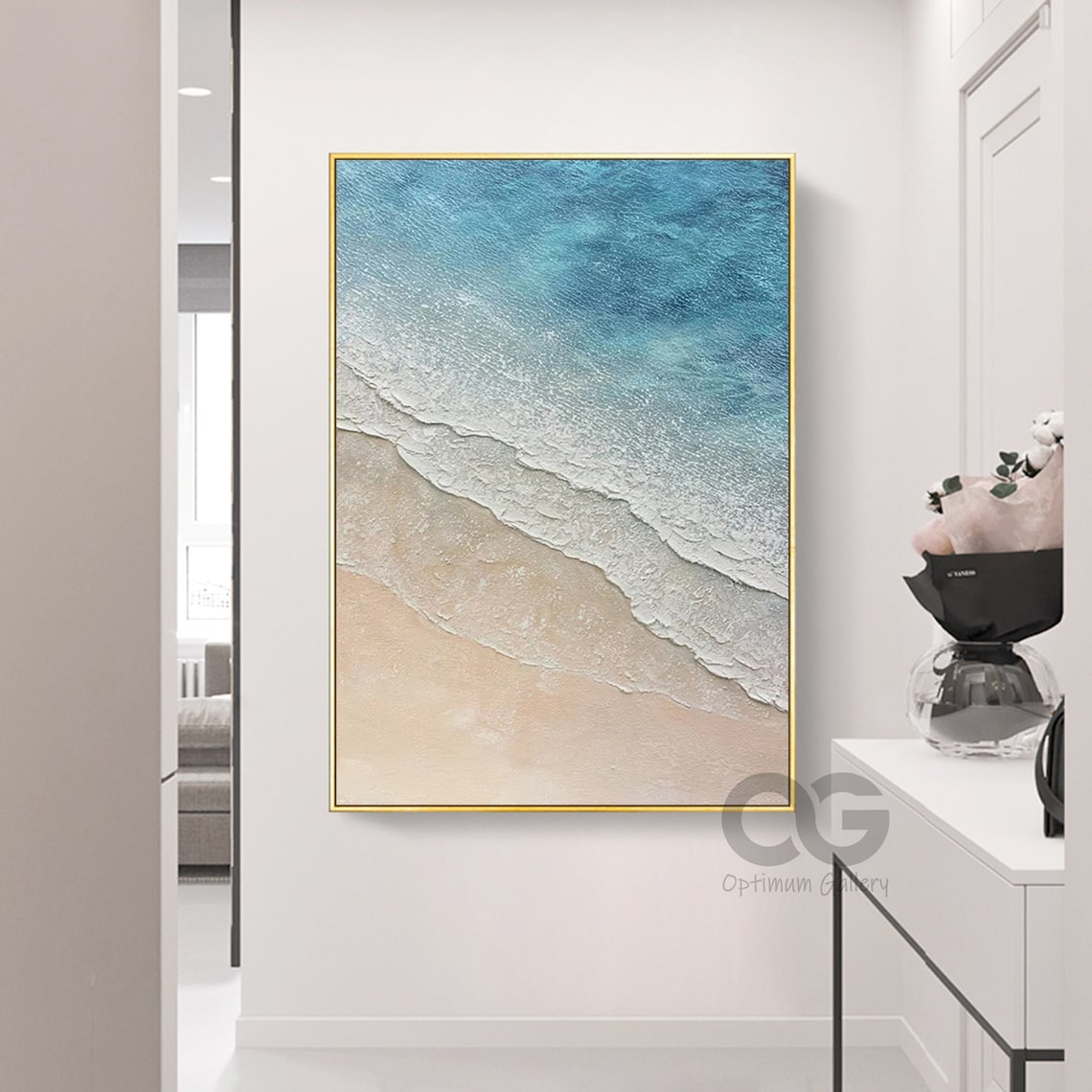 Blue Ocean Abstract Coastal Landscape Art Print - Image 4