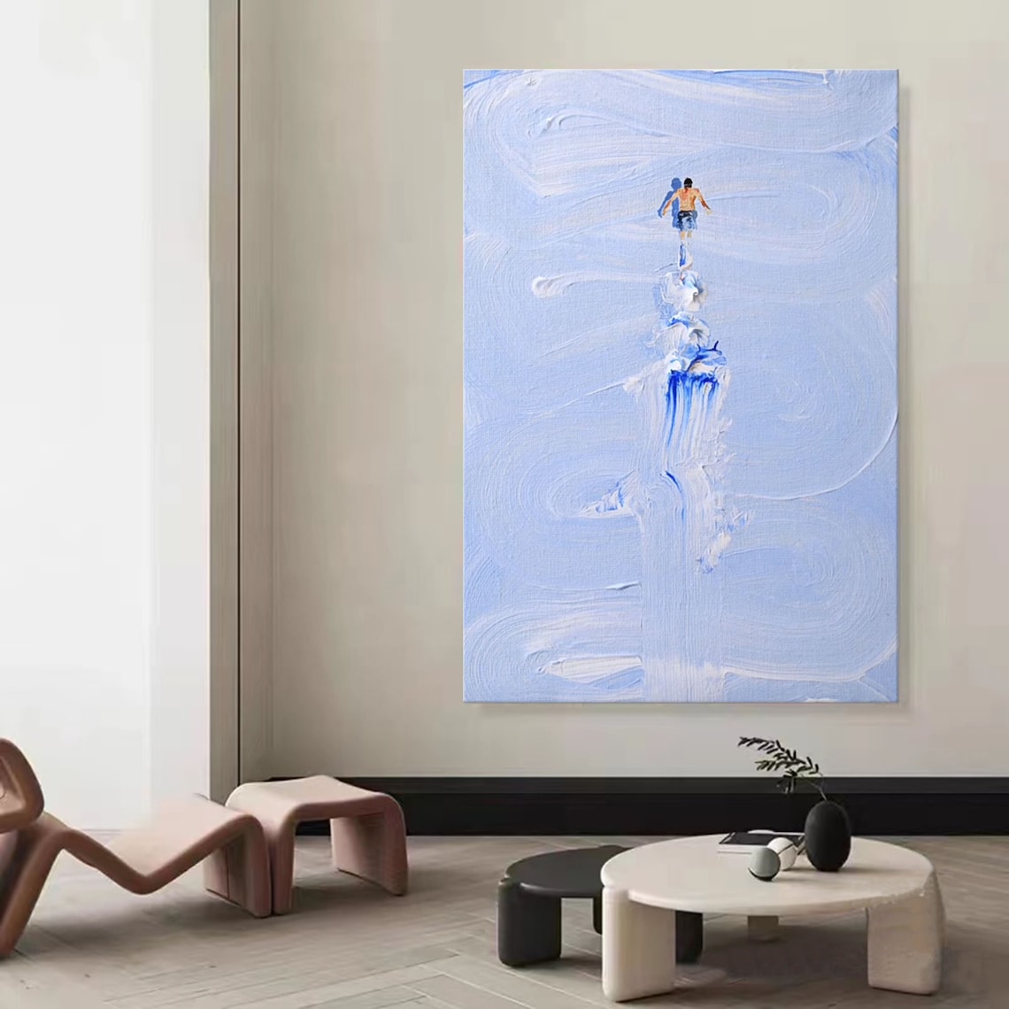 Swimmer Acrylic Painting, Modern Ocean Art Print - Image 3