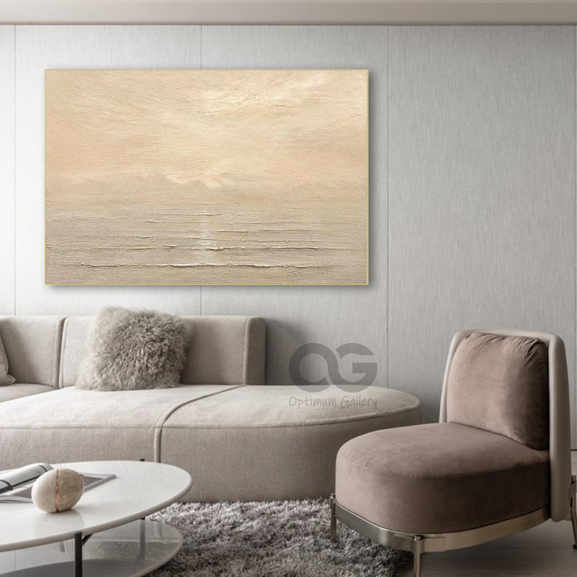 Framed Beach Sunset Painting Acrylic Oeean Scene Painting Large Ocean Art Large Beach Painting Seascape Painting Sky And Sea Painting - Image 3