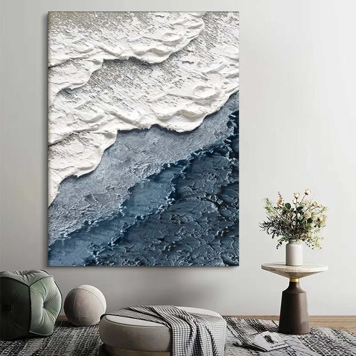 3D Textured Coastal Wave Art Print, Abstract Sea - Image 5