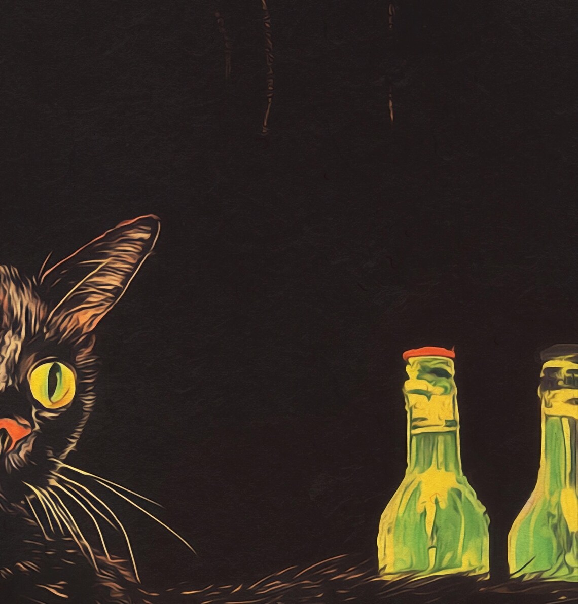 Personalized Chill Black Cat Bar Poster, Retro Vintage - Image 2