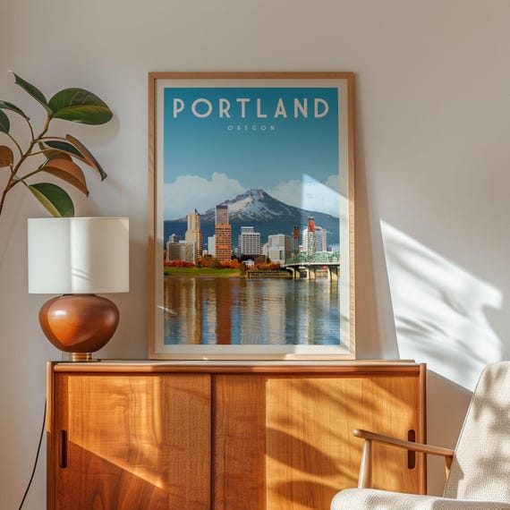 Portland Bridges Poster, Vintage Oregon Travel Poster