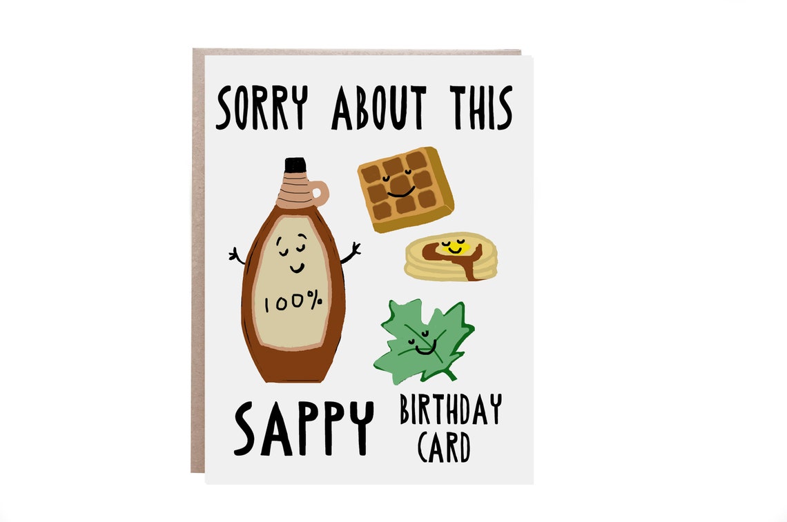 Sappy Maple Syrup Waffle Pancake Punny Birthday Greeting Poster