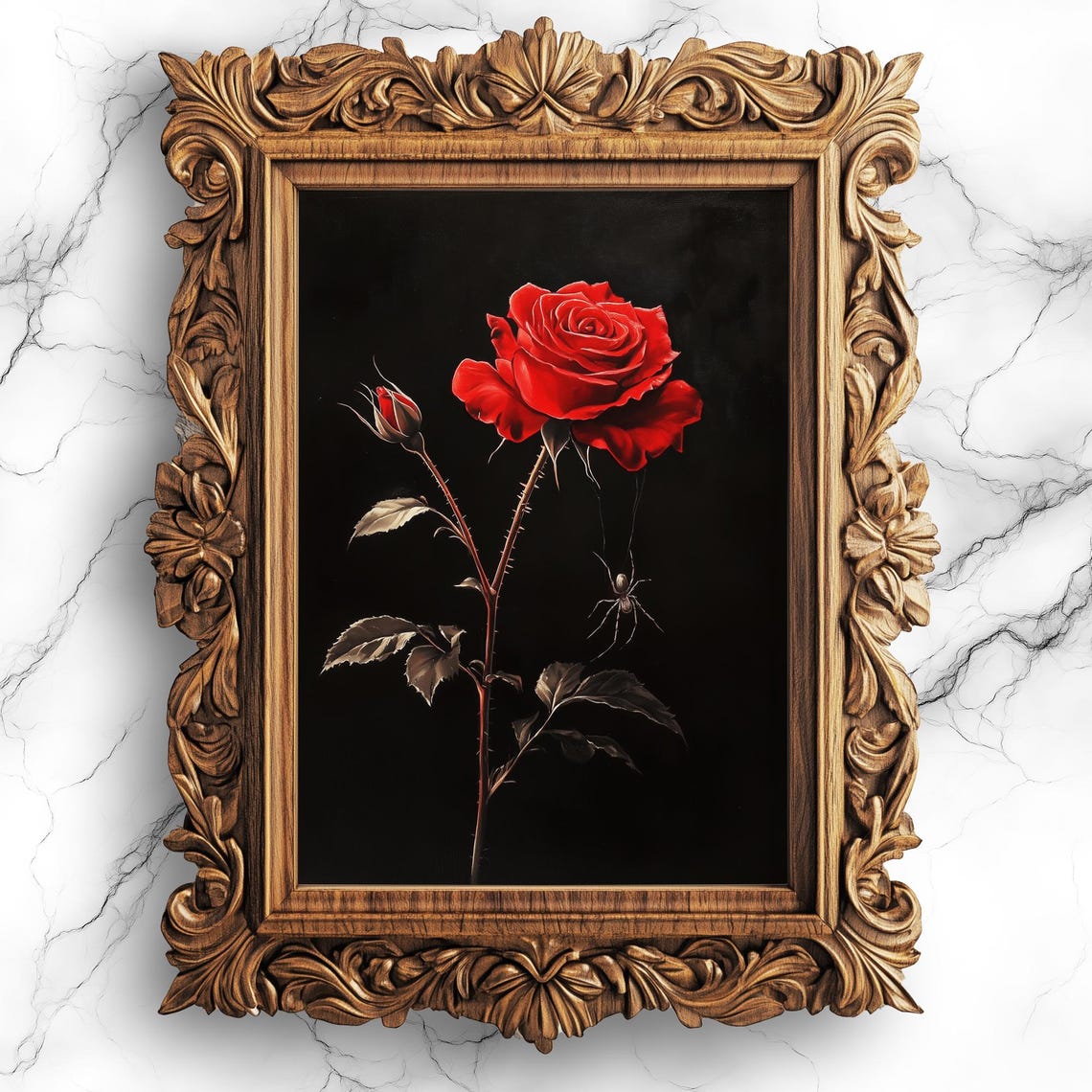 Spider and Rose Gothic Floral Art Print