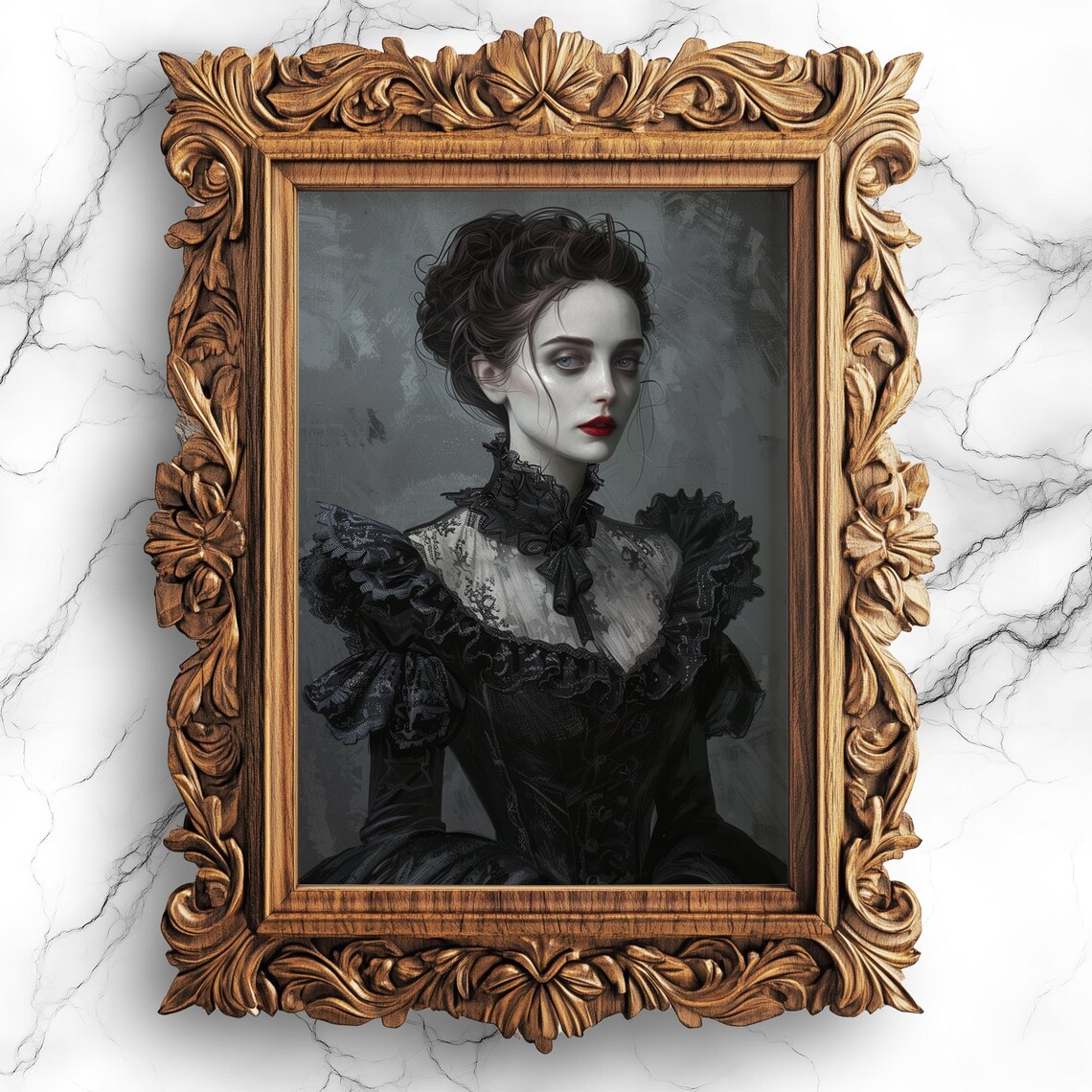 Mystical Vampire Portrait Gothic Oil Painting Art Print