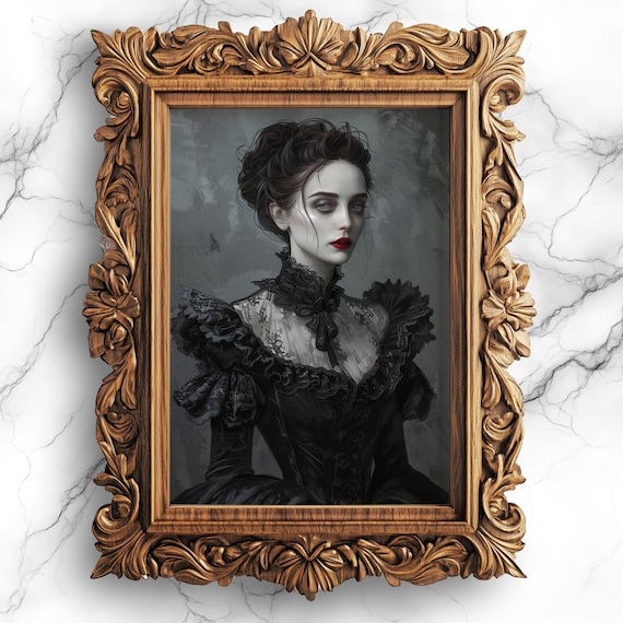 Mystical Vampire Portrait Gothic Oil Painting Art Print