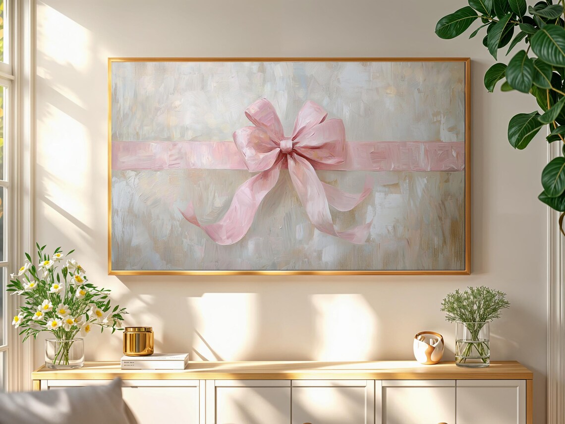 Valentine's Day Pink Bow Vintage Art Print - Image 2