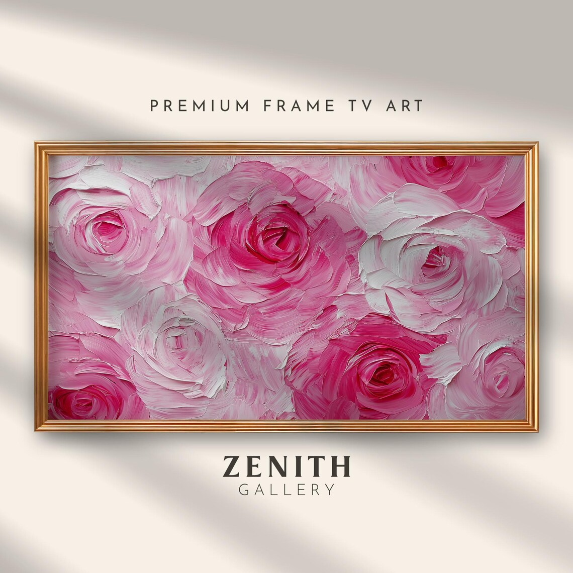 Spring Pink Abstract Floral Painting, Modern Roses