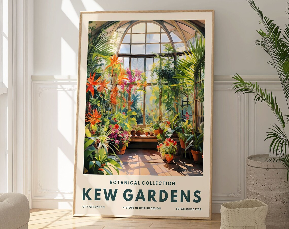 Kew Gardens Greenhouse Botanical Collection London Floral Art Poster