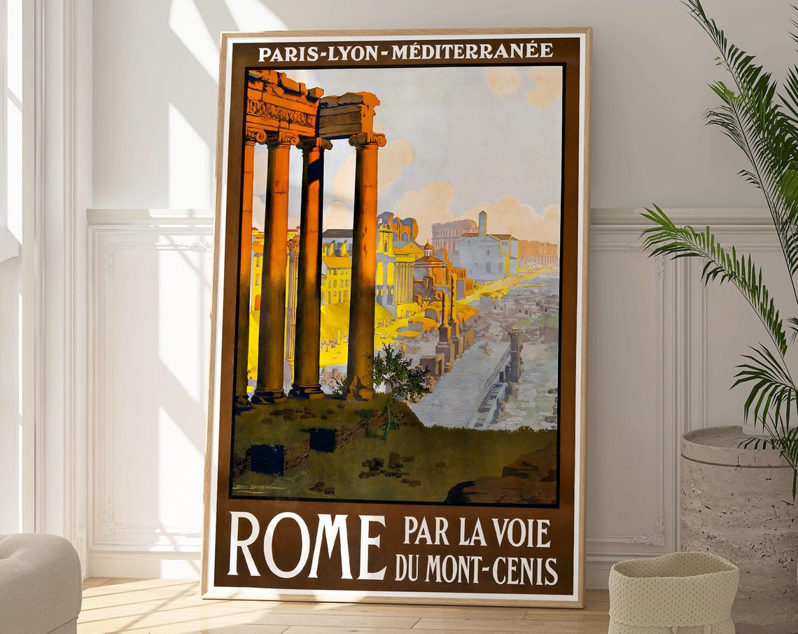 Rome Travel Print Classic Italian Landmarks Art Vintage Travel Poster Elegant Italian Decor Popular Capital City Artwork Travelers Gift