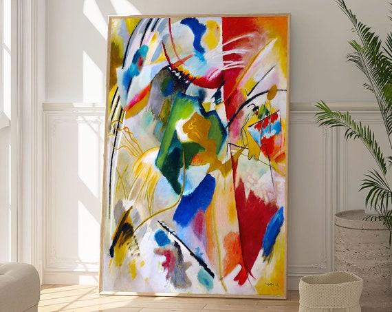 Kandinsky Painting With Green Centre Print Colourful Abstract Art Modern Vivid Poster Contemporary Decor Geometric Vibrant Gallery Art