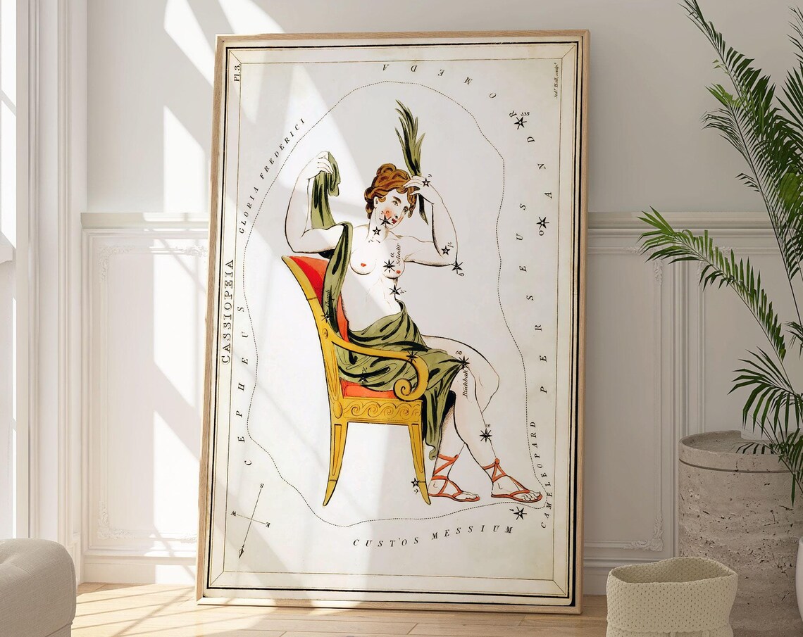 Cassiopeia Star Map, Modern Celestial Art Print