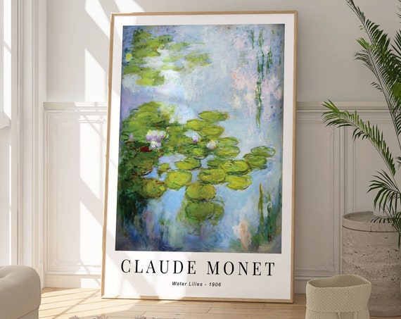 Claude Monet Water Lilies Poster Green Natural Artwork Nature Inspired Print Botanical Modern Wall Art Gallery Art Deco Gift For Her