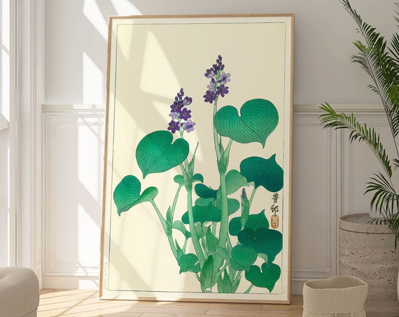 Ohara Koson Blooming Hosta, Japanese Botanical Art Print
