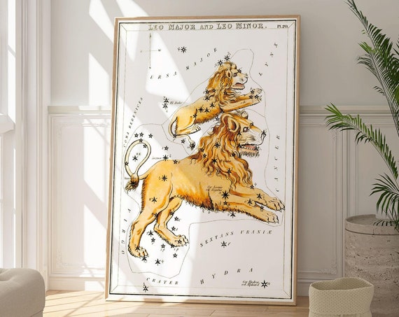Leo Major And Leo Minor Constellation Poster Modern Celestial Art Print Original Zodiac Artwork Star Consolation Decor Cosmic Art Gift