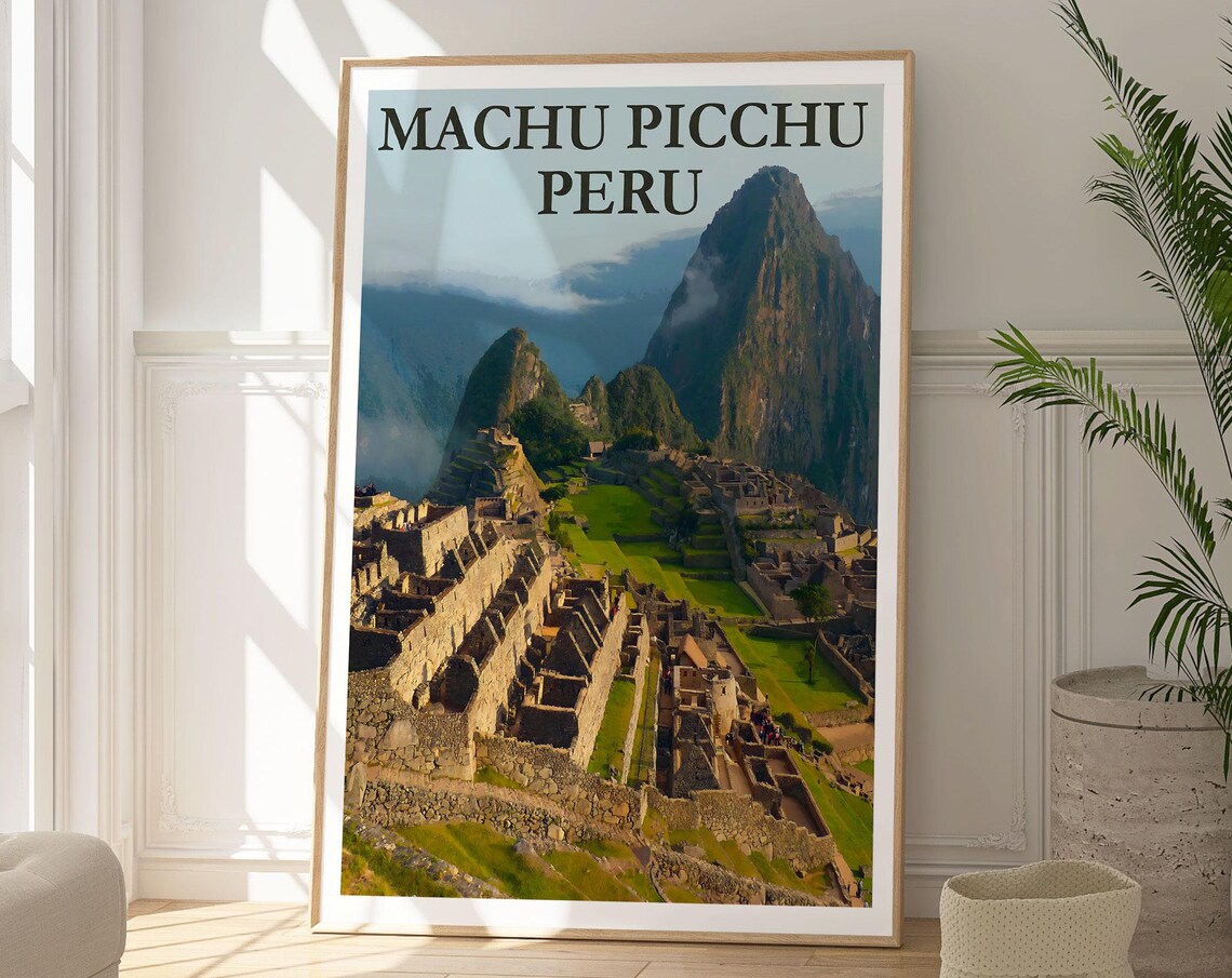 Machu Picchu Peru Travel Poster Incan Ruins Andes Mountain View Print