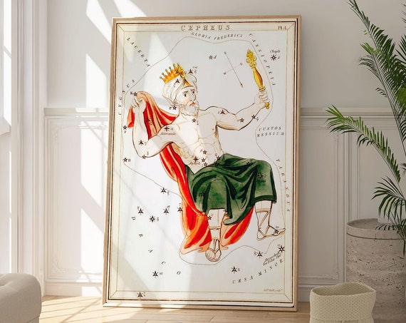 Cepheus Star Map Art Poster Constellation Wall Print Celestial Decor Unique Gift Idea Zodiac Artwork Astrological Wall Art Home Decor