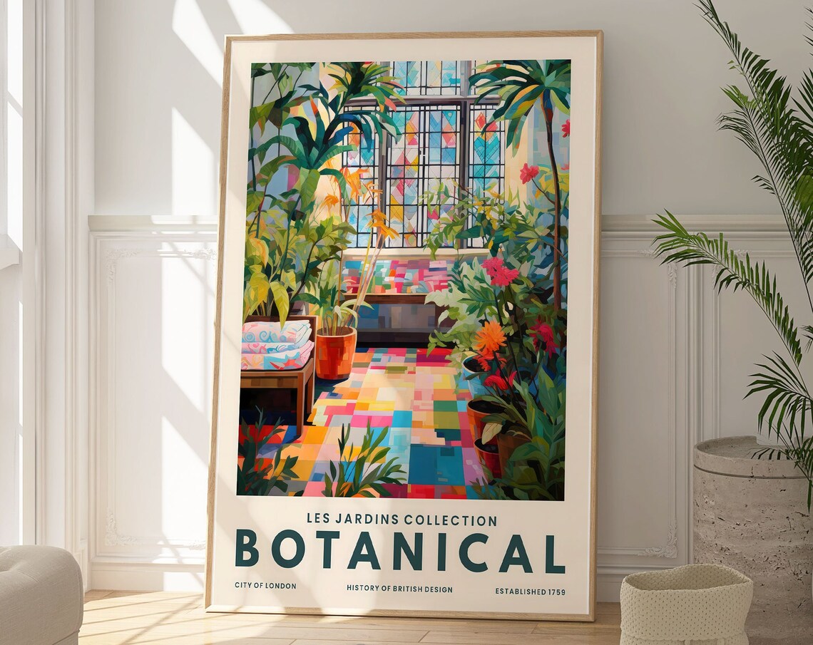 Les Jardins Botanical Conservatory Colorful London Floral Art Poster