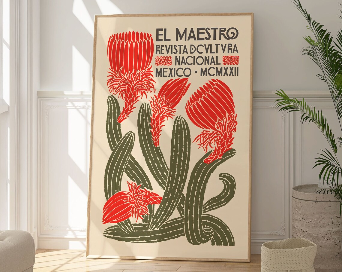 El Maestro Mexican Cactus Botanical Art Poster