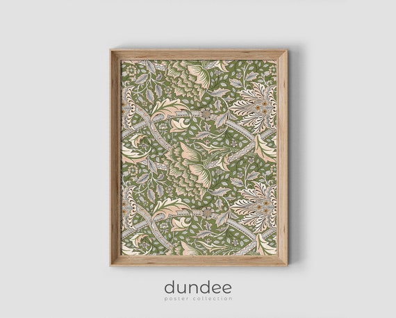 William Morris Print Green Pattern Sketch Art Print William Morris Flowers Exhibition Poster Vintage Wall Art