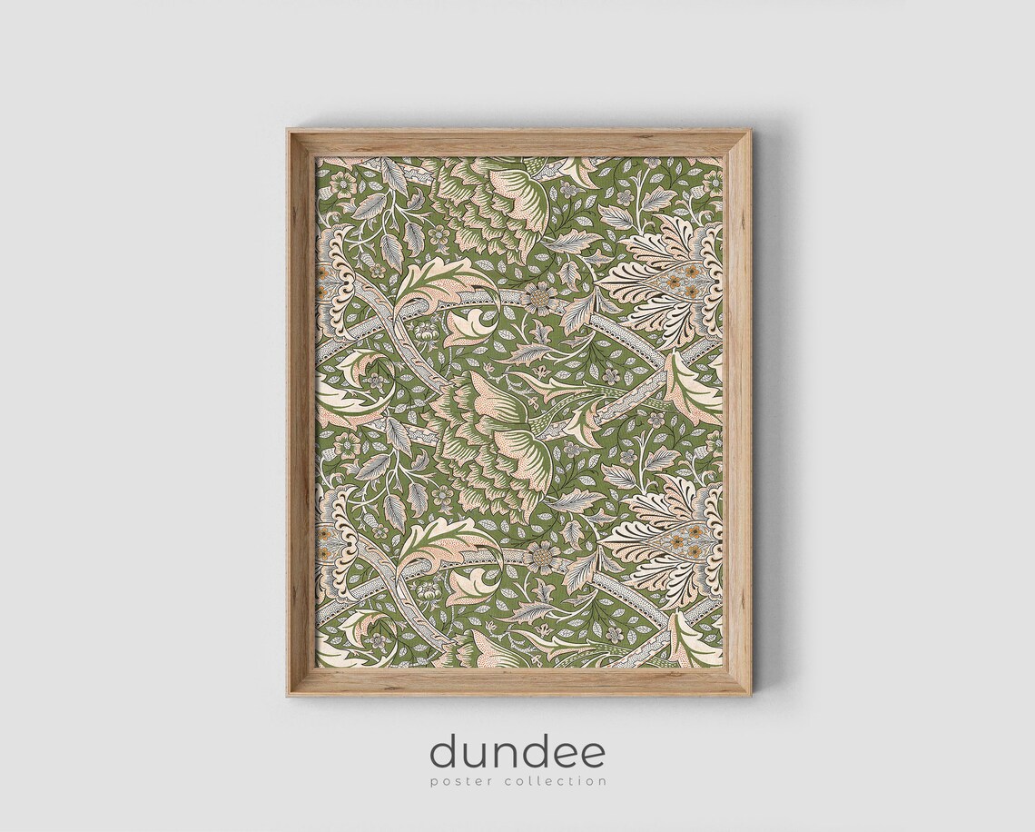 William Morris Green Floral Vines Classic Pattern Art Poster