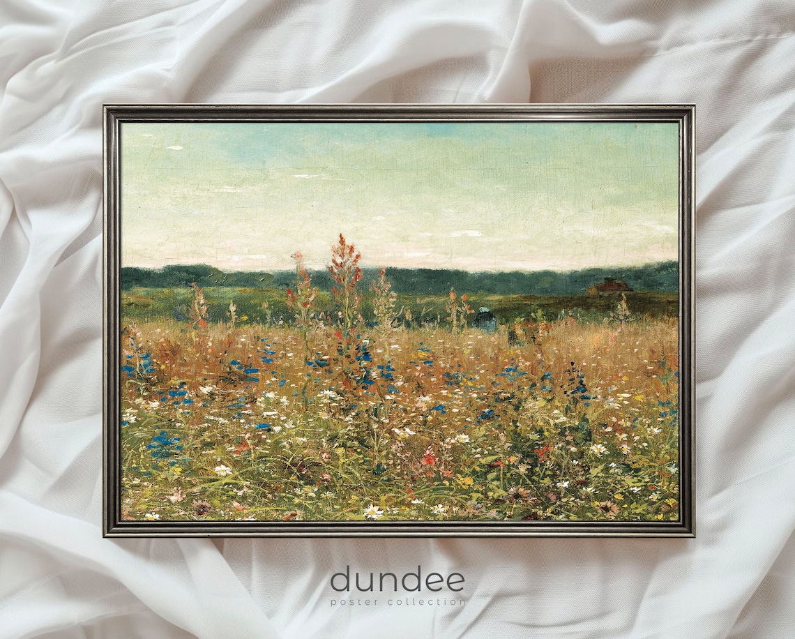 Wildflower Meadow Colorful Blooms Impressionist Field Painting Poster