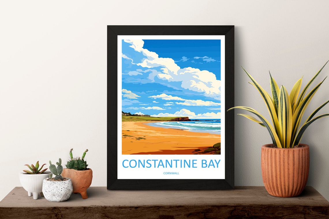 Constantine Bay Cornwall Golden Beach Blue Sea Travel Poster - Image 3