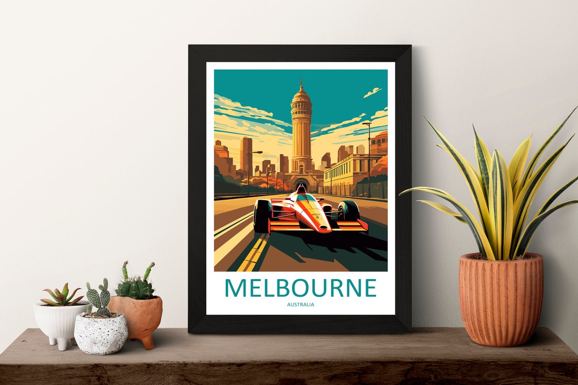 Melbourne Australia Race Car Artwork In Retro Motorsport Style Poster - Image 3