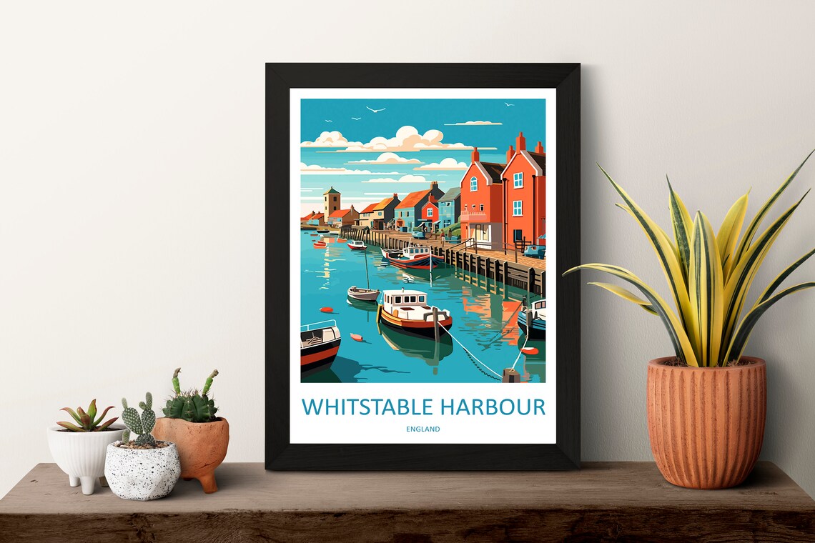 Whitstable Harbour Fishing Boats England Coast Travel Poster - Image 3