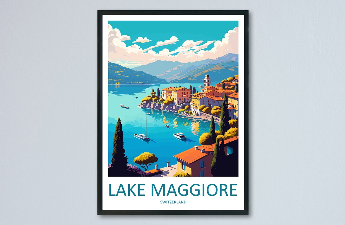 Lake Maggiore Travel Poster, Switzerland Wall Decor