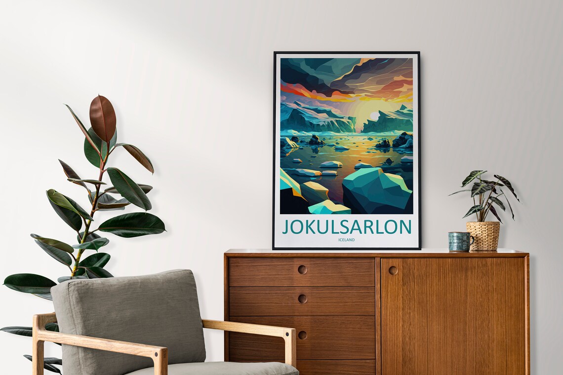 Jokulsarlon Travel Poster, Iceland Place Print - Image 2