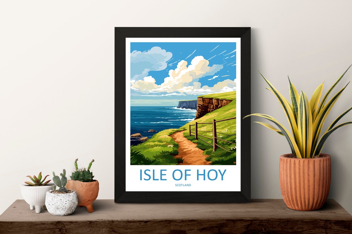 Isle of Hoy Scotland Cliff Path Ocean View Illustrated Poster - Image 3