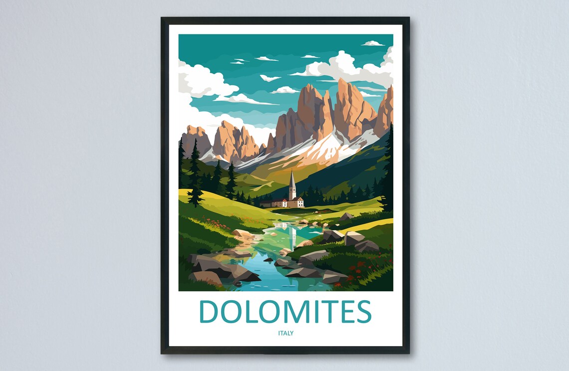 Dolomites Travel Print, Italian Mountain Poster
