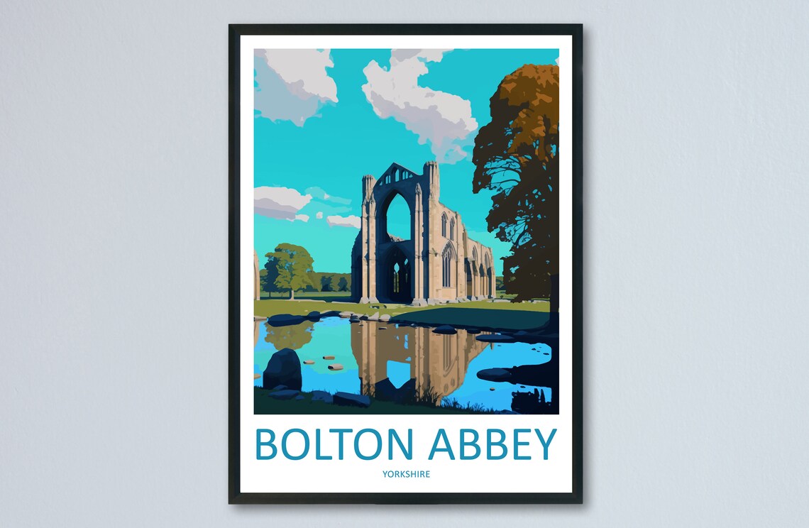 Bolton Abbey Yorkshire Ruins Riverside Reflection View Poster