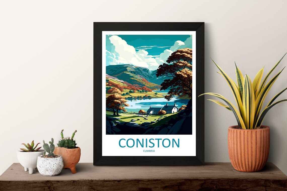 Coniston Travel Poster, Place-Inspired Wall Art - Image 3
