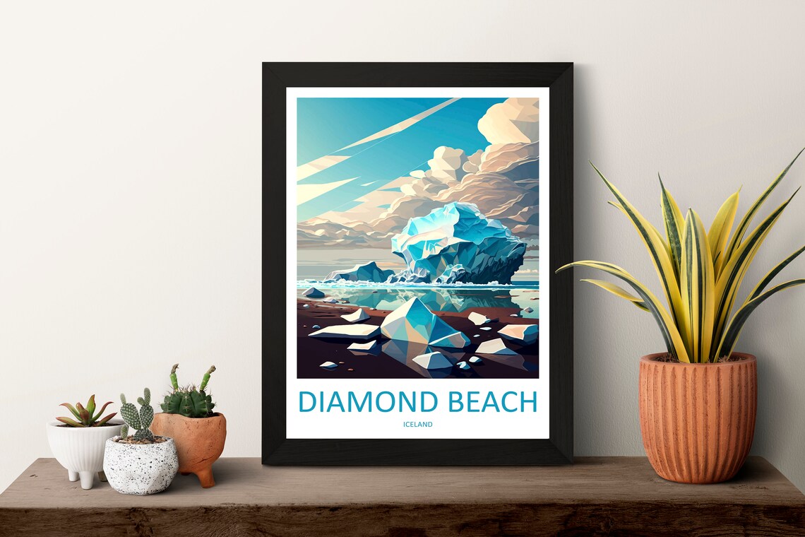 Diamond Beach Travel Poster, Iceland Landscape - Image 3