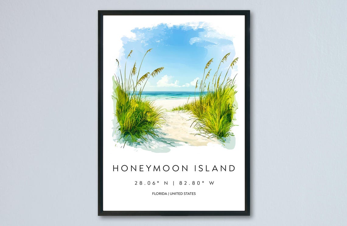 Honeymoon Island Florida Sand Dune Beach Path Watercolor Poster