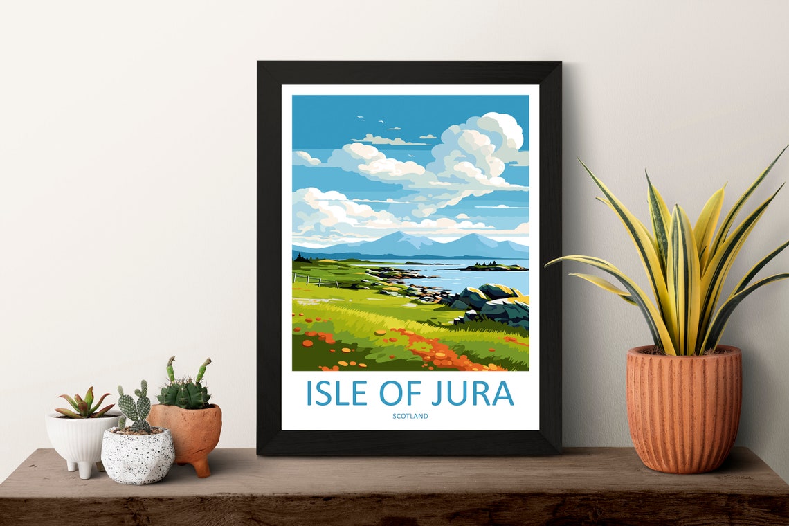 Isle of Jura Scotland Coastal Meadow Illustrated Travel Poster - Image 3