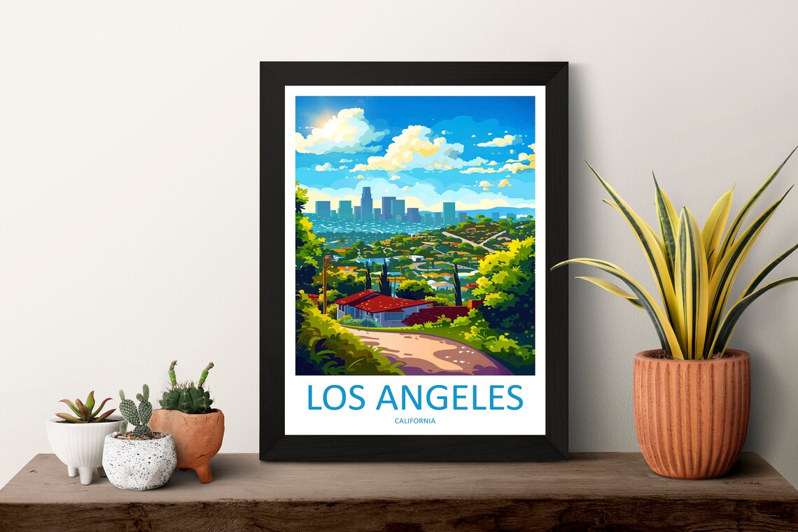 Los Angeles Travel Print Wall Art Los Angeles Wall Hanging Home Dcor Los Angeles Gift Art Lovers California Art Lover Gift Los Angeles Deco - Image 3
