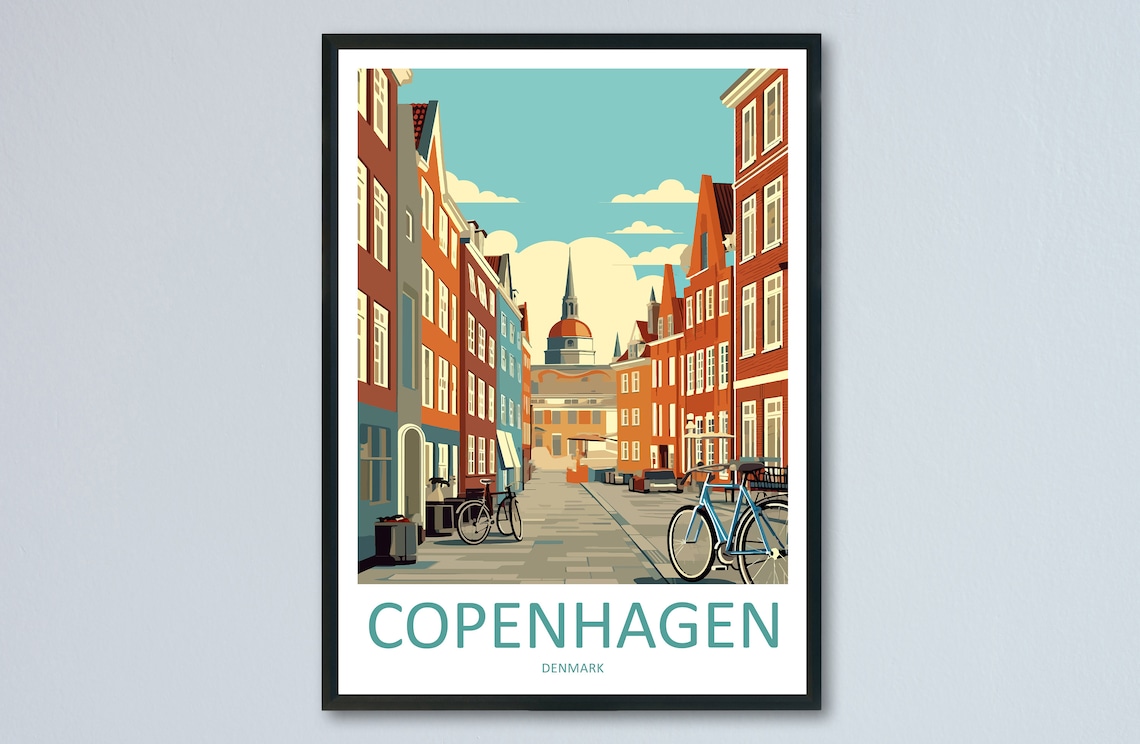 Copenhagen Travel Poster, Denmark Wall Decor