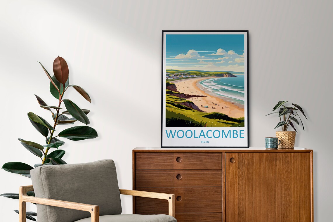 Woolacombe Travel Poster, Devon Wall Art Print - Image 2