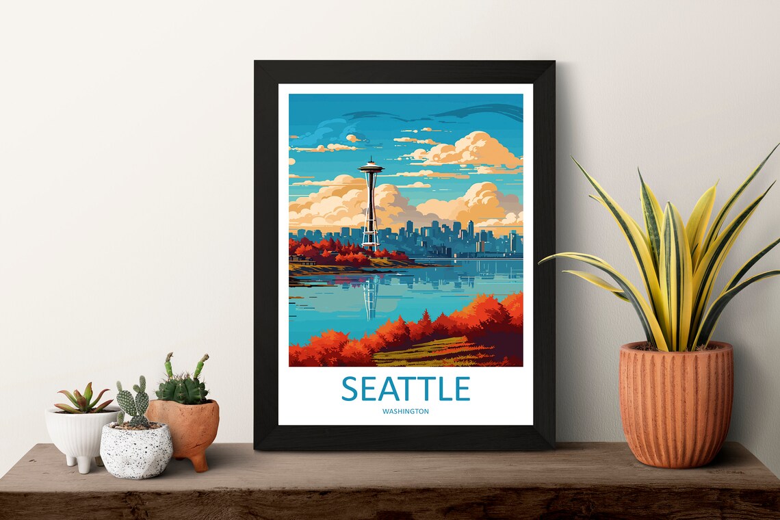 Seattle Travel Poster, Washington DC Art Lover Gift - Image 3